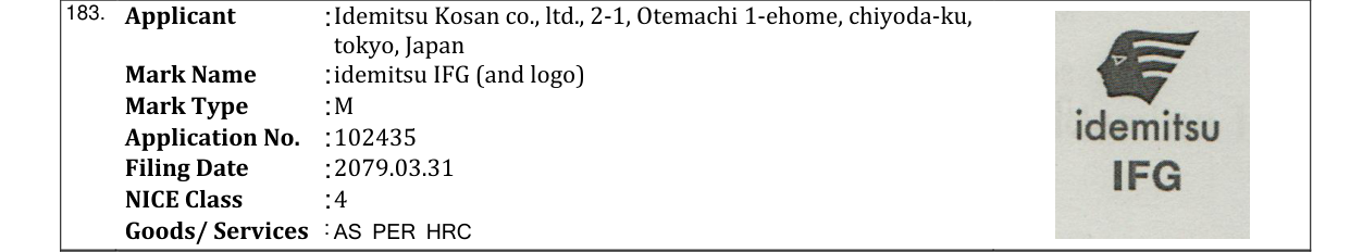 Original bulletin entry for idemitsu IFG (with Logo)