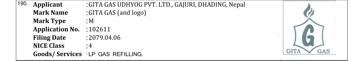 Original bulletin entry for GITA GAS (and logo)