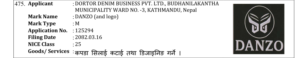 Original bulletin entry for DANZO (and logo)
