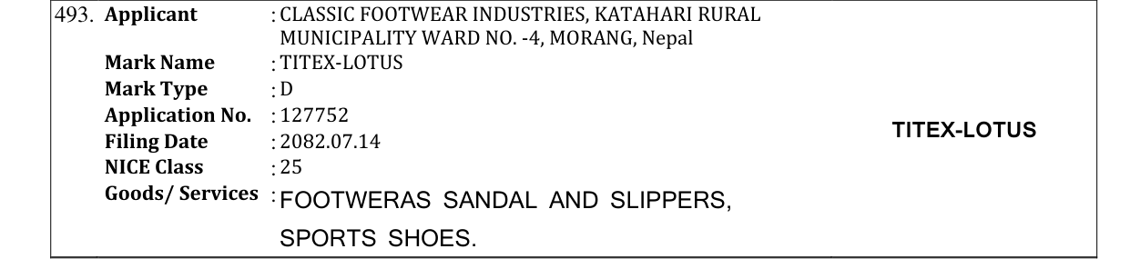 Original bulletin entry for TITEX-LOTUS