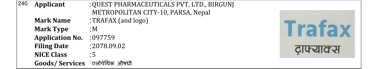 Original bulletin entry for TRAFAX (and logo)
