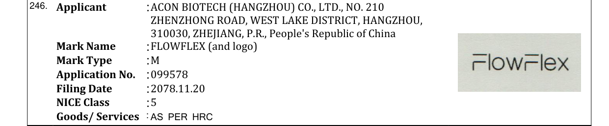Original bulletin entry for FLOWFLEX (and logo)