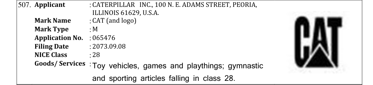 Original bulletin entry for CAT (and logo)