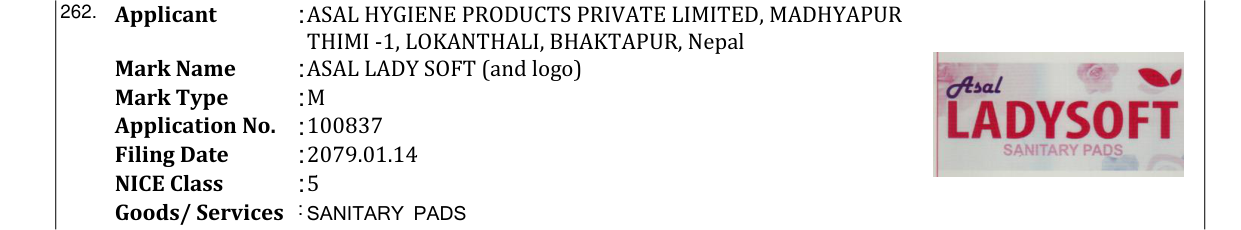 Original bulletin entry for ASAL LADY SOFT (and logo)