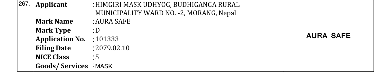 Original bulletin entry for AURA SAFE