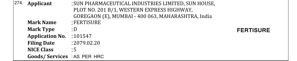 Original bulletin entry for FERTISURE