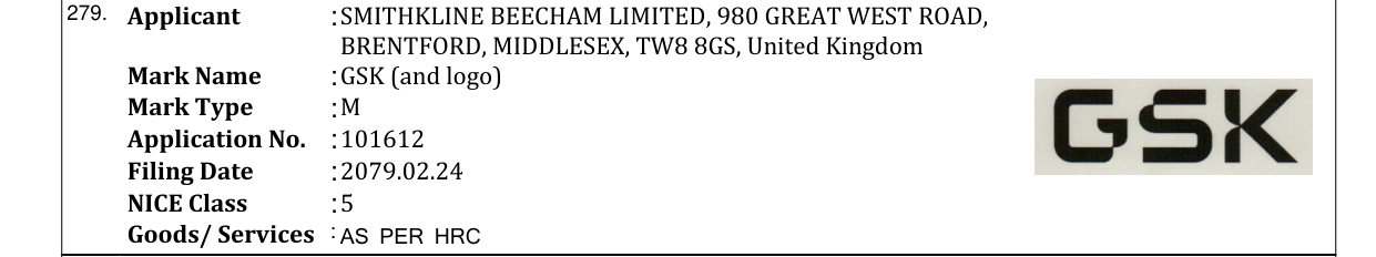 Original bulletin entry for GSK (and logo)