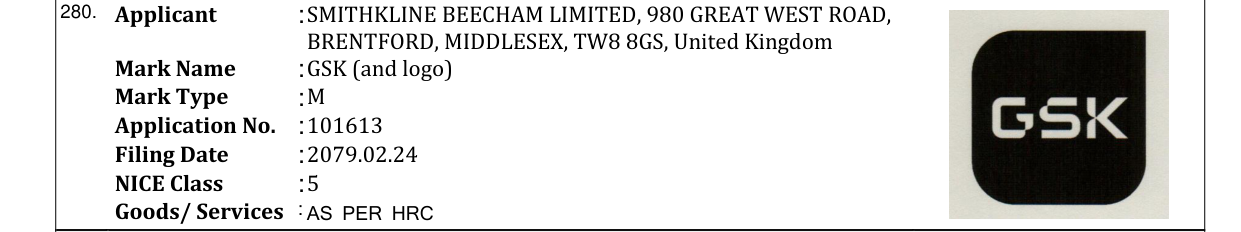 Original bulletin entry for GSK (and logo)