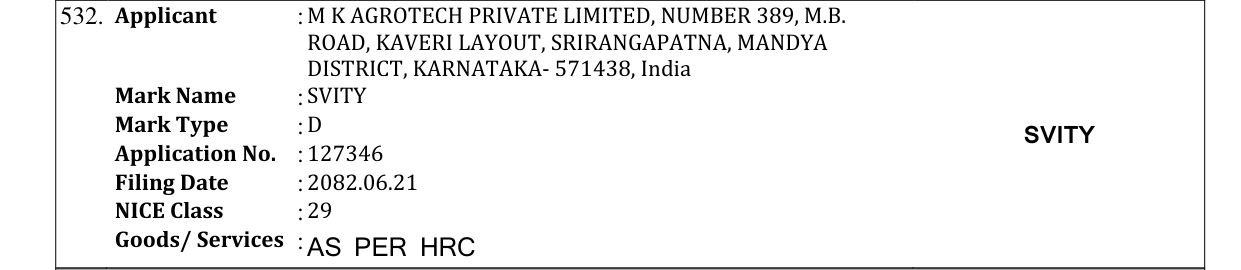 Original bulletin entry for SVITY