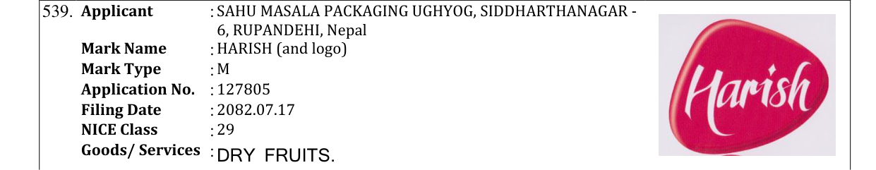 Original bulletin entry for HARISH (and logo)