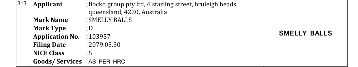 Original bulletin entry for SMELLY BALLS