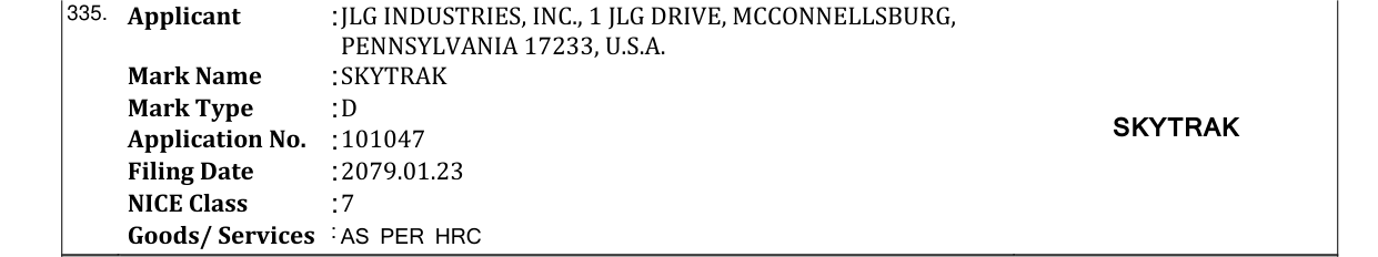 Original bulletin entry for SKYTRAK
