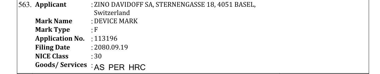 Original bulletin entry for DEVICE MARK