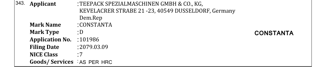 Original bulletin entry for CONSTANTA