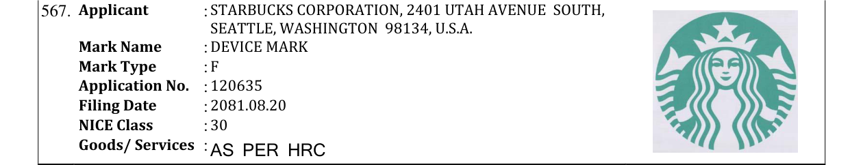 Original bulletin entry for DEVICE MARK