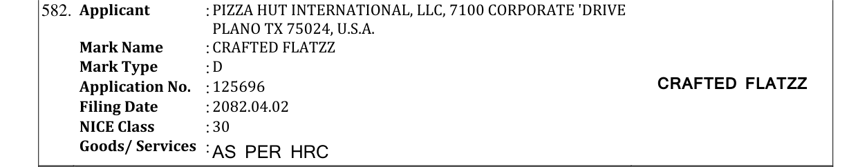 Original bulletin entry for CRAFTED FLATZZ