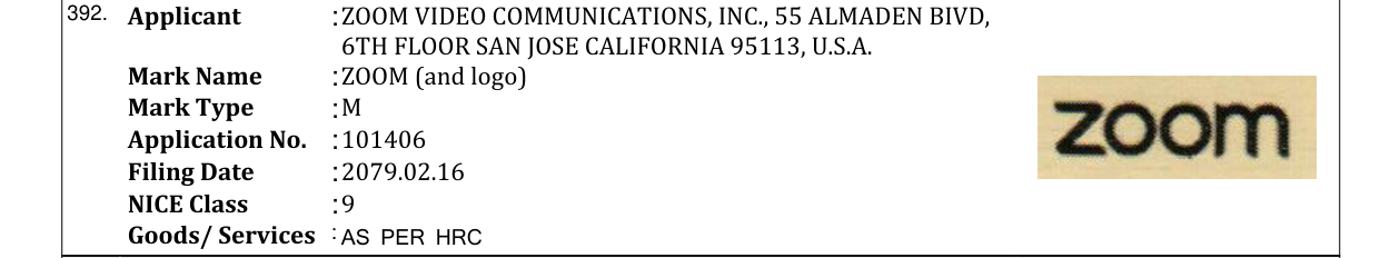 Original bulletin entry for ZOOM (and logo)