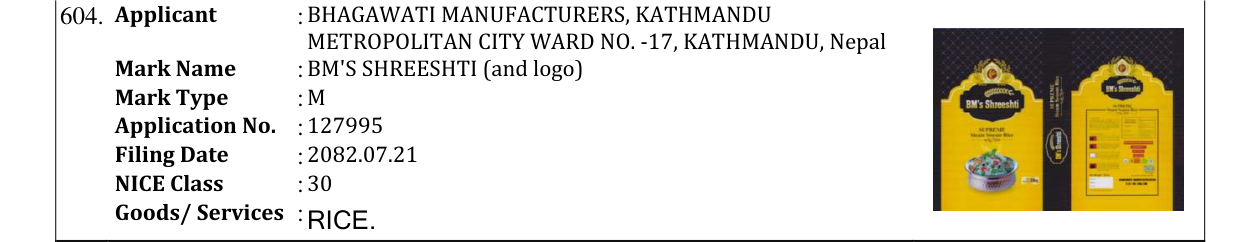 Original bulletin entry for BM'S SHREESHTI (and logo)