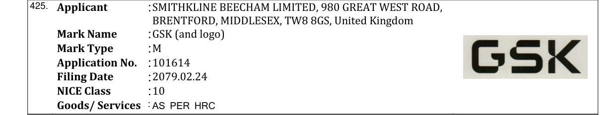 Original bulletin entry for GSK (and logo)