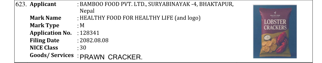Original bulletin entry for HEALTHY FOOD FOR HEALTHY LIFE (and logo)