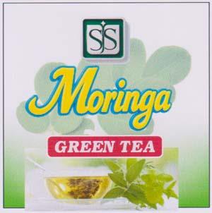 SJS MORINGA GREEN TEA (and logo) trademark logo