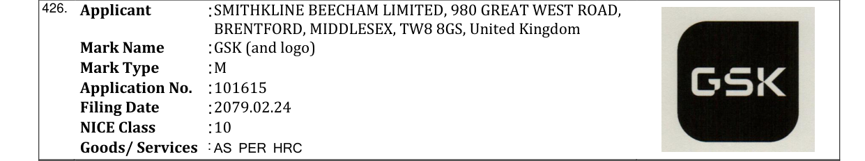 Original bulletin entry for GSK (and logo)