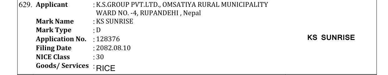 Original bulletin entry for KS SUNRISE