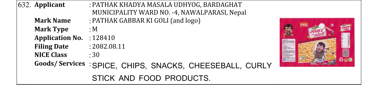 Original bulletin entry for PATHAK GABBAR KI GOLI (and logo)
