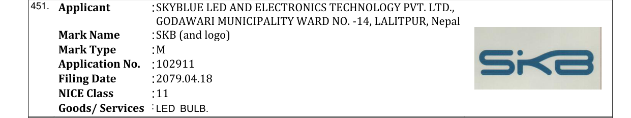 Original bulletin entry for SKB (and logo)