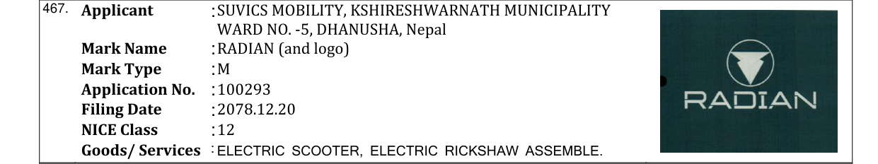Original bulletin entry for RADIAN (and logo)