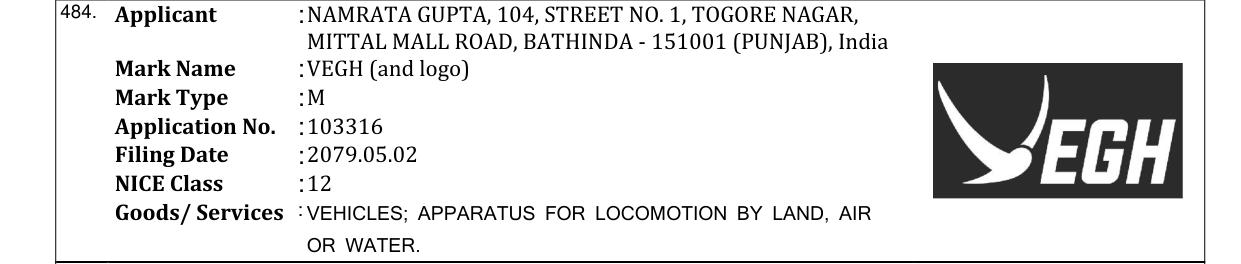 Original bulletin entry for VEGH (and logo)