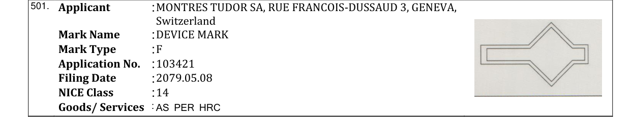 Original bulletin entry for DEVICE MARK