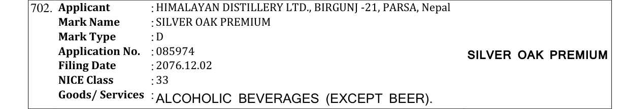 Original bulletin entry for SILVER OAK PREMIUM