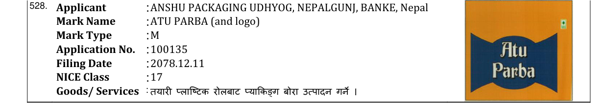 Original bulletin entry for ATU PARBA (and logo)