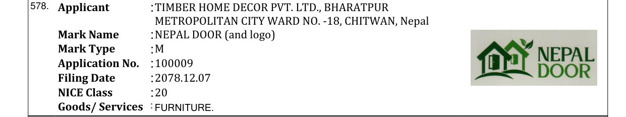 Original bulletin entry for NEPAL DOOR (and logo)