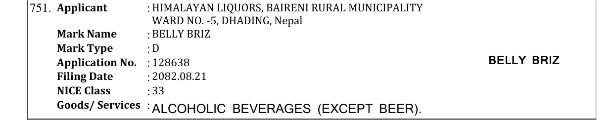 Original bulletin entry for BELLY BRIZ
