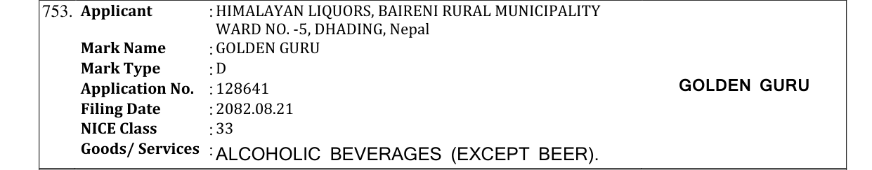 Original bulletin entry for GOLDEN GURU