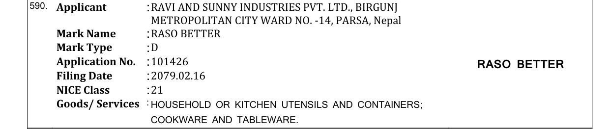Original bulletin entry for RASO BETTER