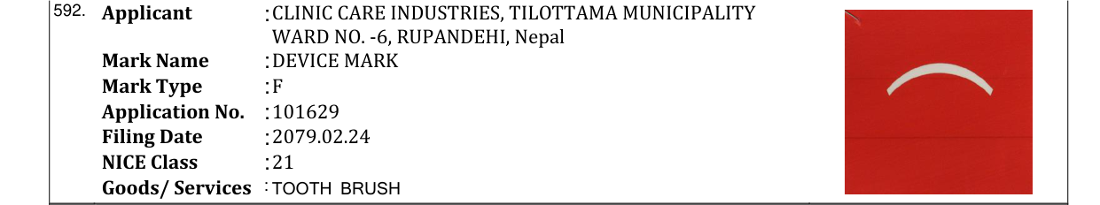 Original bulletin entry for DEVICE MARK