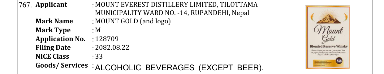 Original bulletin entry for MOUNT GOLD (and logo)