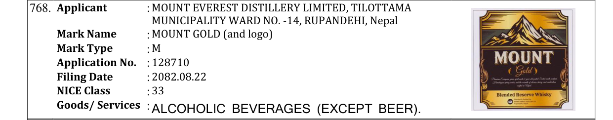 Original bulletin entry for MOUNT GOLD (and logo)