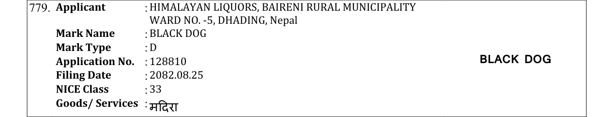 Original bulletin entry for BLACK DOG