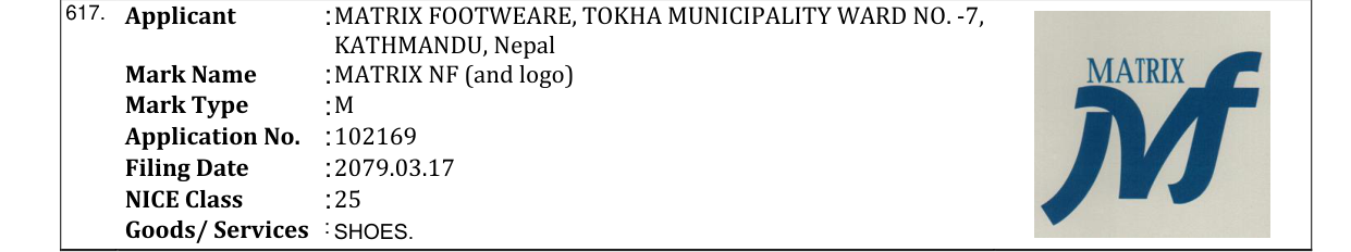 Original bulletin entry for MATRIX NF (and logo)
