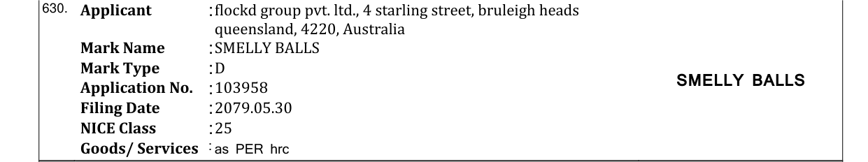Original bulletin entry for SMELLY BALLS