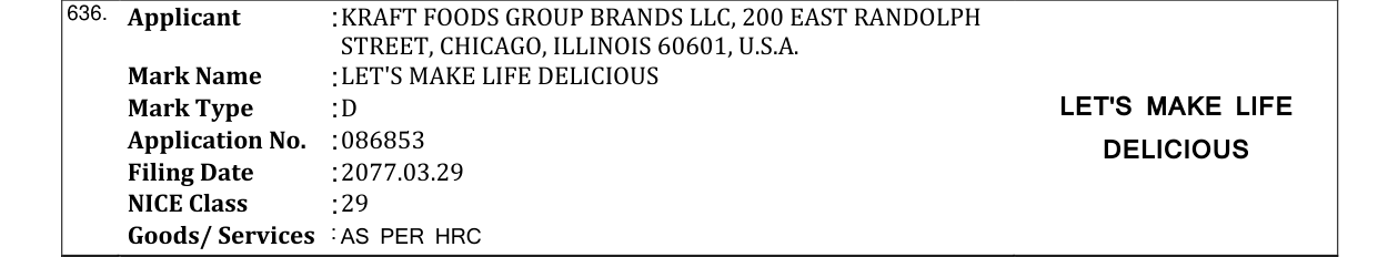Original bulletin entry for LET'S MAKE LIFE DELICIOUS