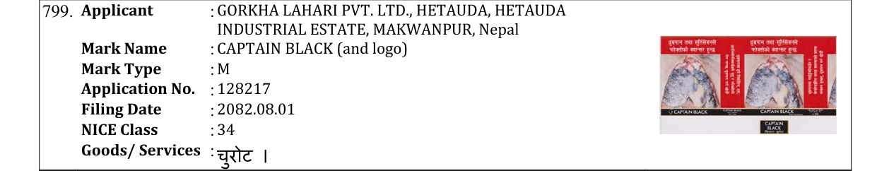 Original bulletin entry for CAPTAIN BLACK (and logo)