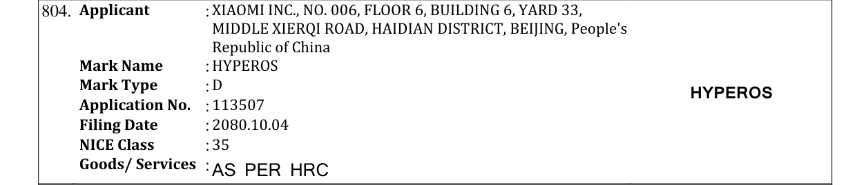 Original bulletin entry for HYPEROS