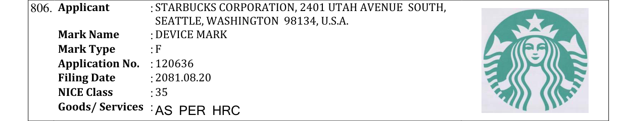 Original bulletin entry for DEVICE MARK