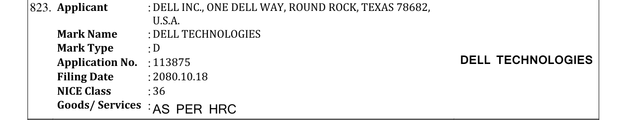 Original bulletin entry for DELL TECHNOLOGIES