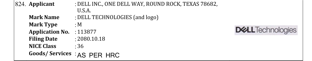 Original bulletin entry for DELL TECHNOLOGIES (and logo)